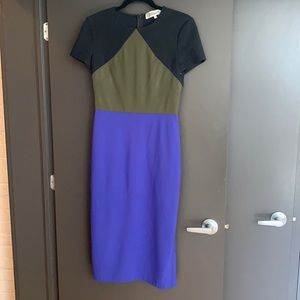 Diane von Furstenberg color block stretch dress.